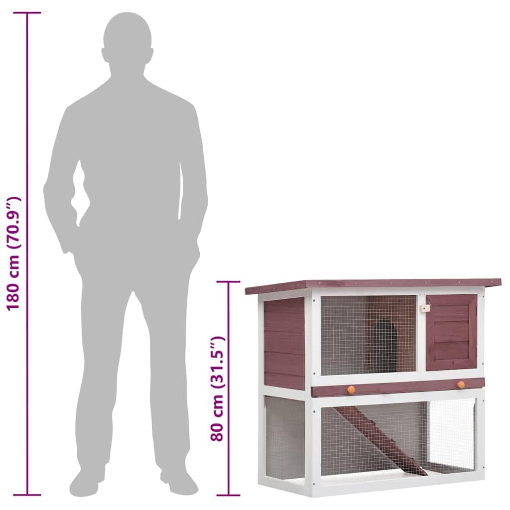 Outdoor Wooden 2-Tier Rabbit Hutch with Tray M43124