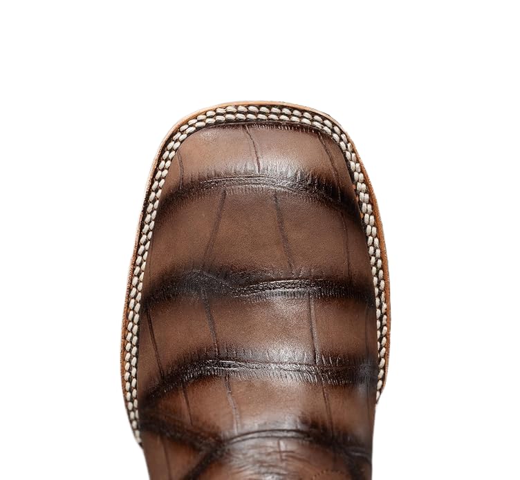 Genuine Leather Alligator Skin Print Western Work Boots D35395