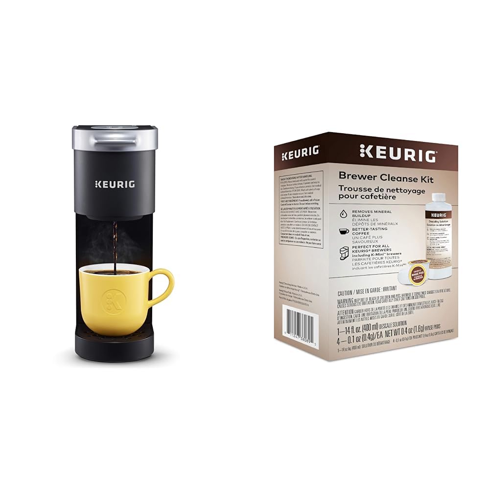 Black Single Serve Coffee Maker and Descaling Solution & Rinse Pods 4 Count L616