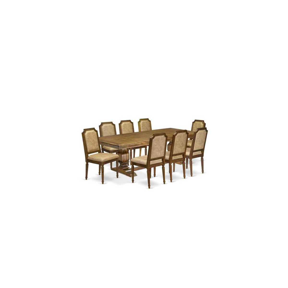 9 Piece Kitchen Table Set with 8 Dark Grey PU Leather Chairs X270