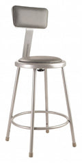 24" Heavy Duty Vinyl Padded Steel Stool with Backrest P2710