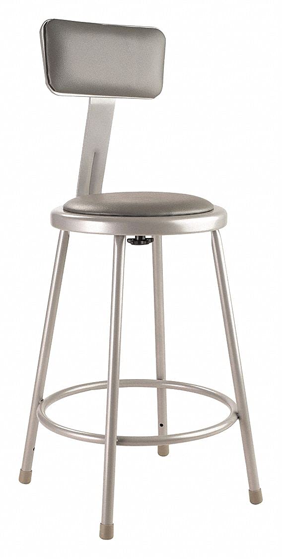 24" Heavy Duty Vinyl Padded Steel Stool with Backrest P2710