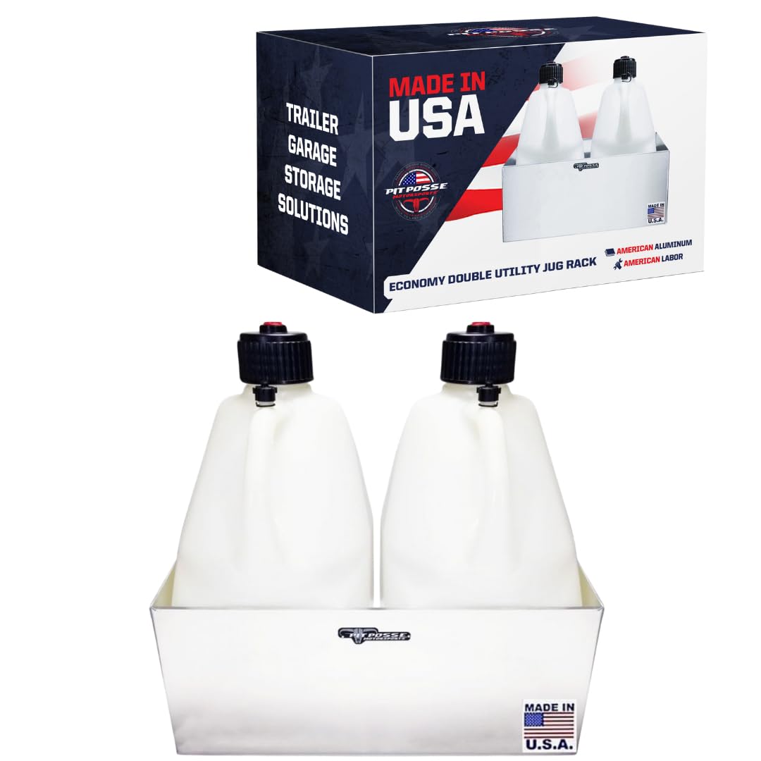 Double Utility Fuel Jug Holder Storage Rack Shelf - Holds Two 5-Gallon Jugs - Anti-Rusting Aluminum X945201