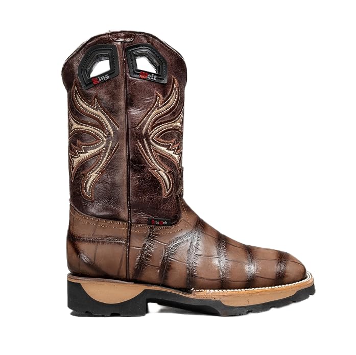 Genuine Leather Alligator Skin Print Western Work Boots D35395