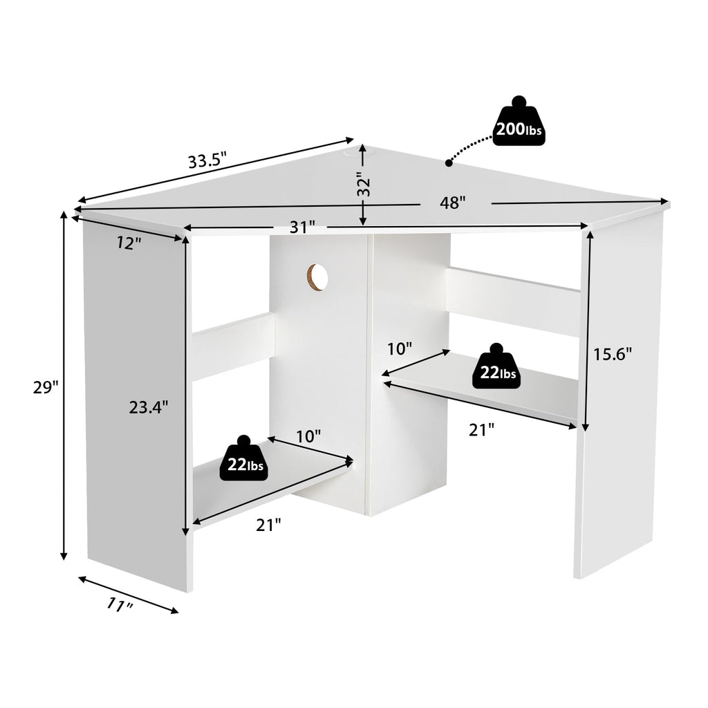 White Compact Corner Desk X3139
