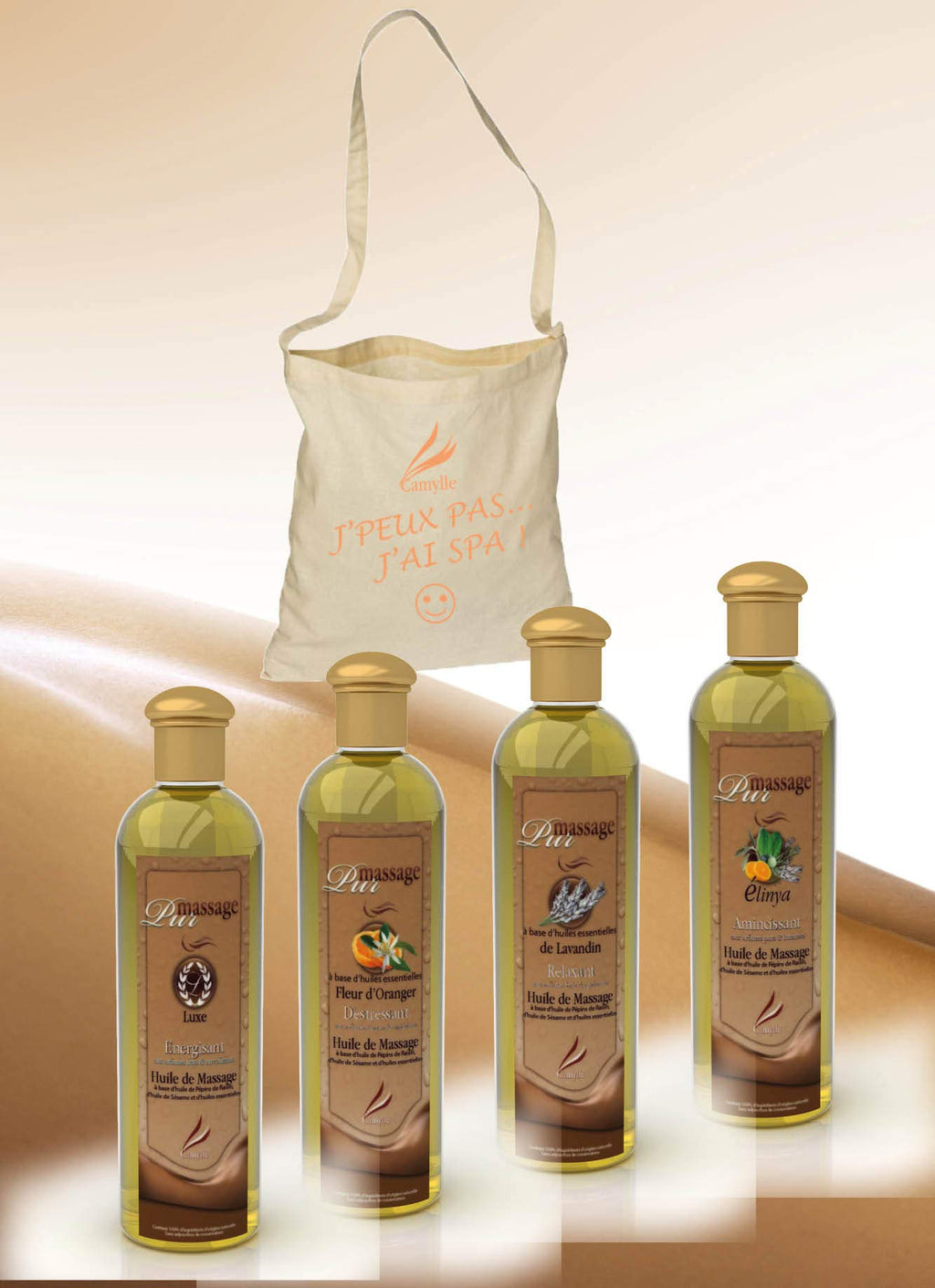 Massage Oil Set of 4 with Cotton Bag G3785