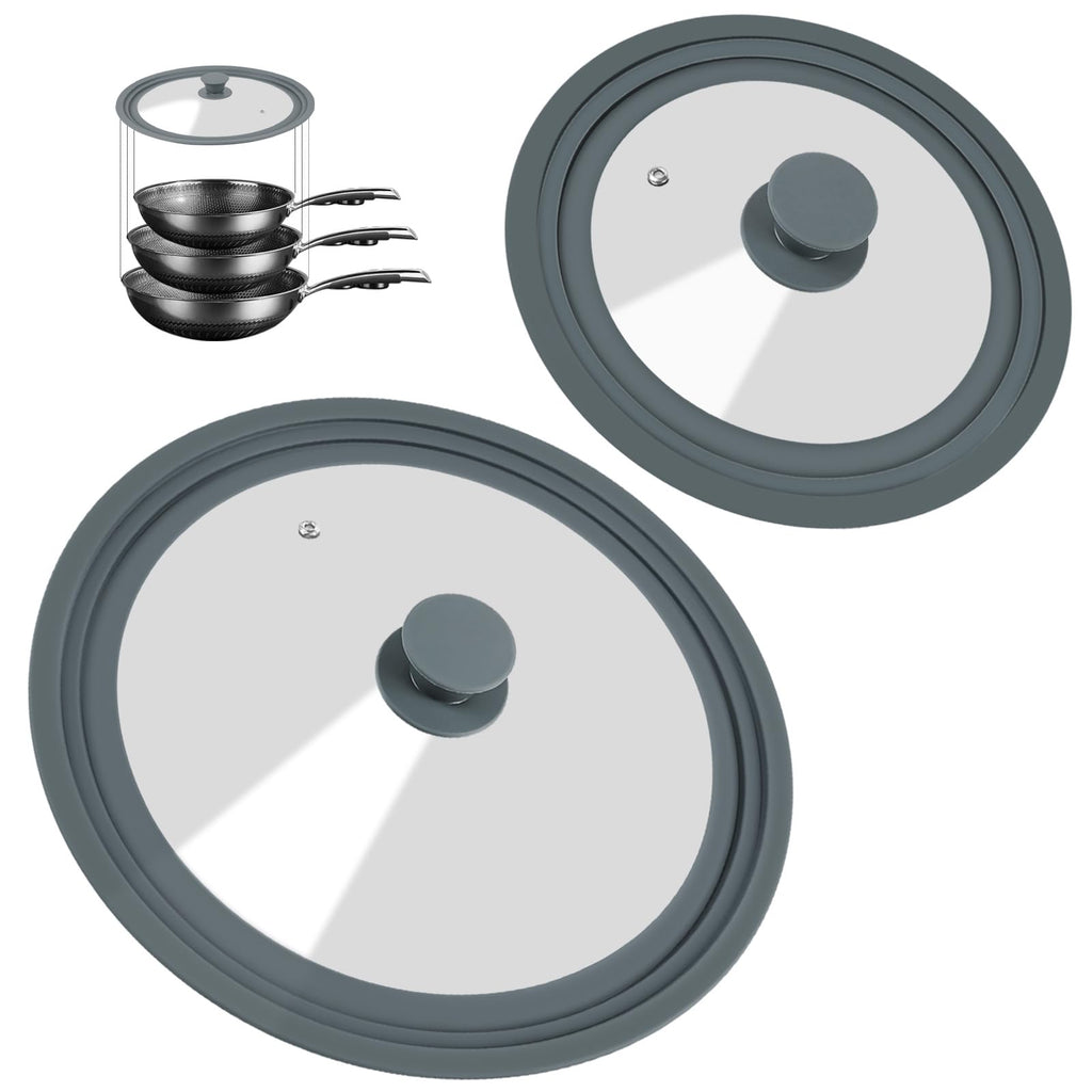 2 Pack Silicone Tempered Glass Universal Lid for Pots Pans and Skillets F51724