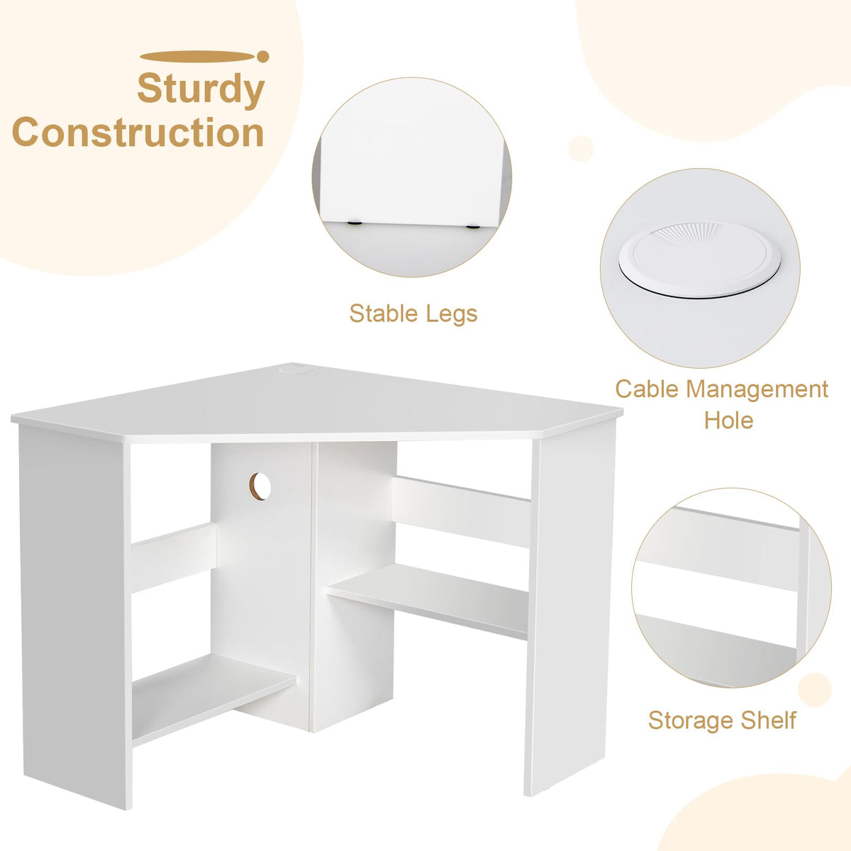 White Compact Corner Desk X3139