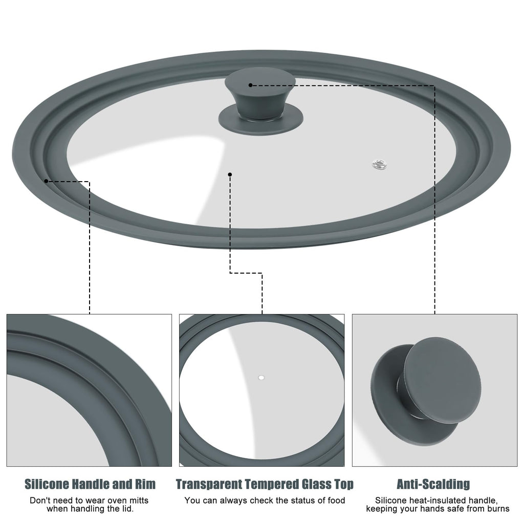 2 Pack Silicone Tempered Glass Universal Lid for Pots Pans and Skillets F51724