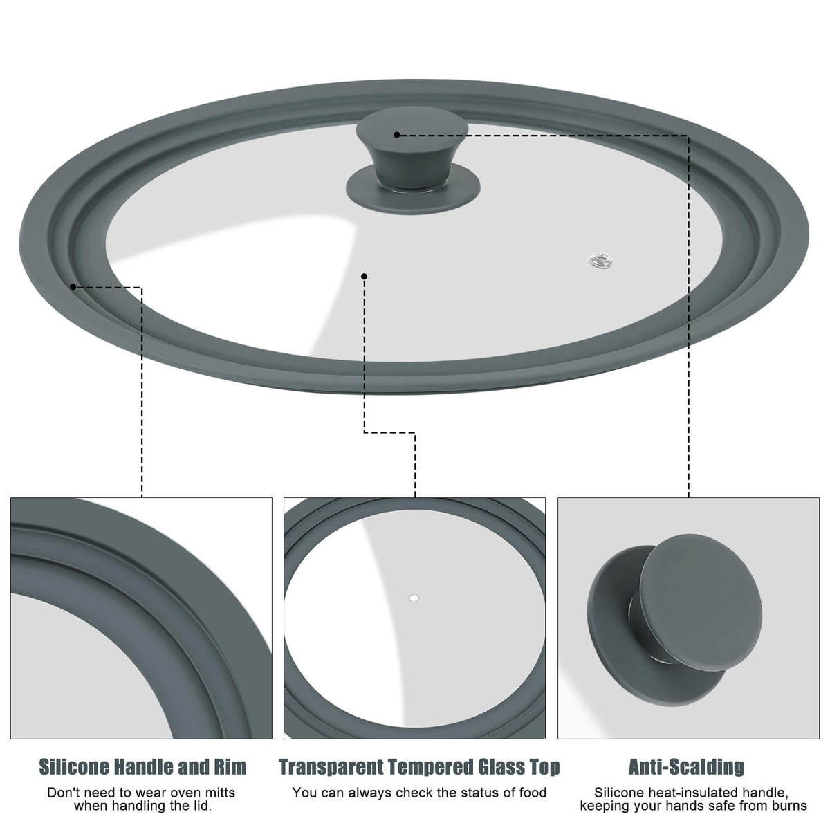 2 Pack Silicone Tempered Glass Universal Lid for Pots Pans and Skillets F51724