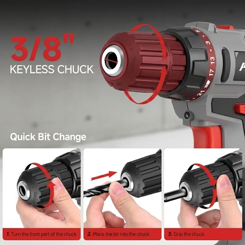 Cordless Drill Set 20V with Battery And Charger 59pcs Bits Kit Y208278