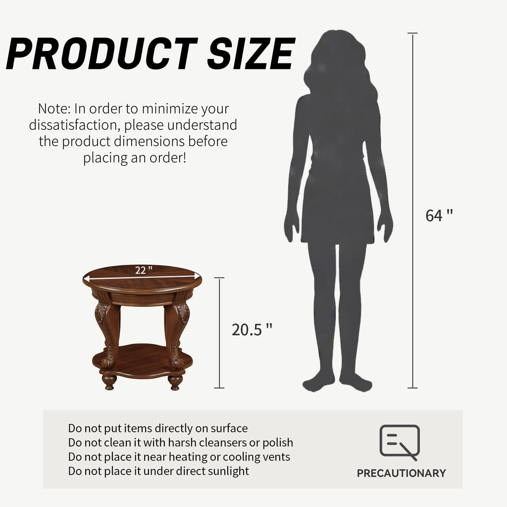 2 Tier Round Wood End Table P452909