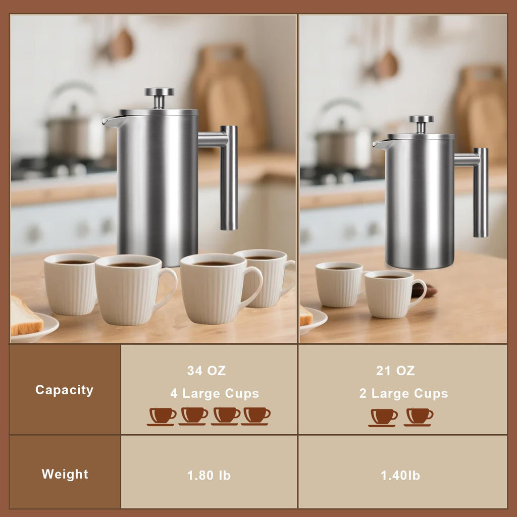 34 oz Stainless Steel French Press N330