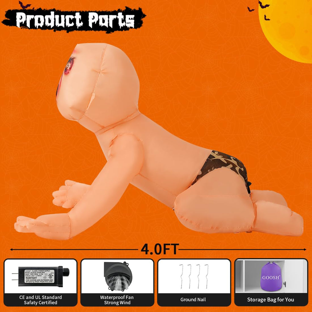 4 FT Inflatable Zombie with Built-in LEDs G489857