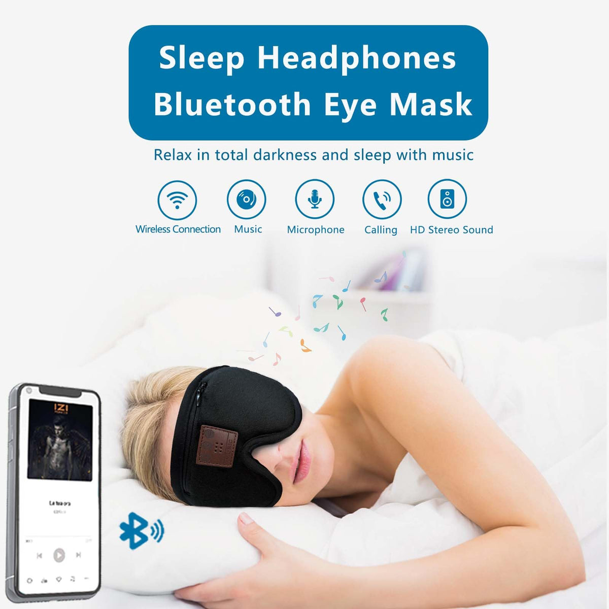 Bluetooth Sleep Mask with Headphones 2-Pack H7479
