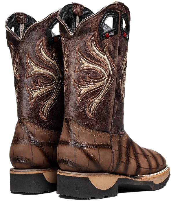 Genuine Leather Alligator Skin Print Western Work Boots D35395