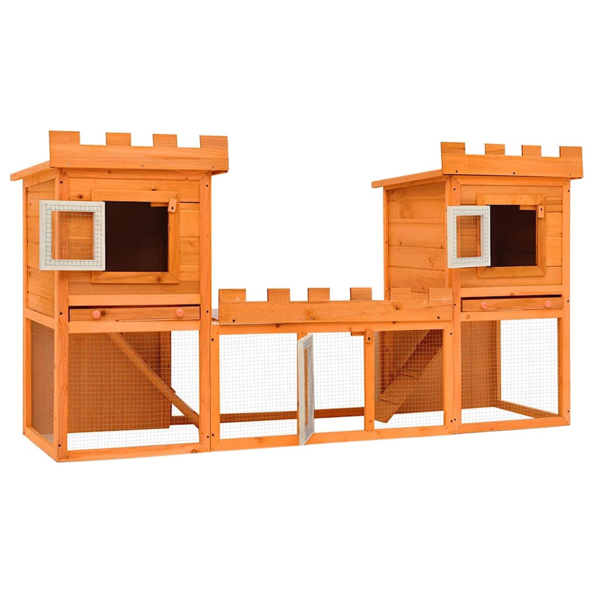 Large 2-Tier Wooden Rabbit Hutch with Weatherproof Roof R406486