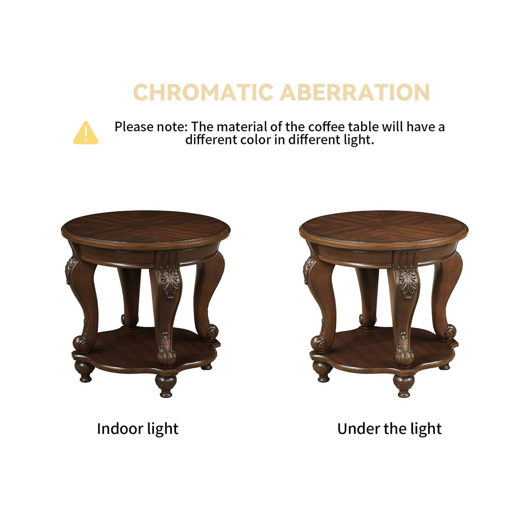 2 Tier Round Wood End Table P452909