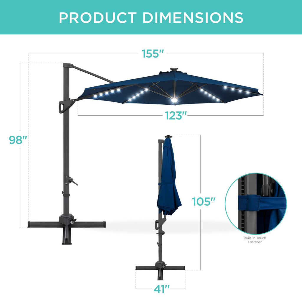 10ft Solar LED Cantilever Patio Umbrella Z9058