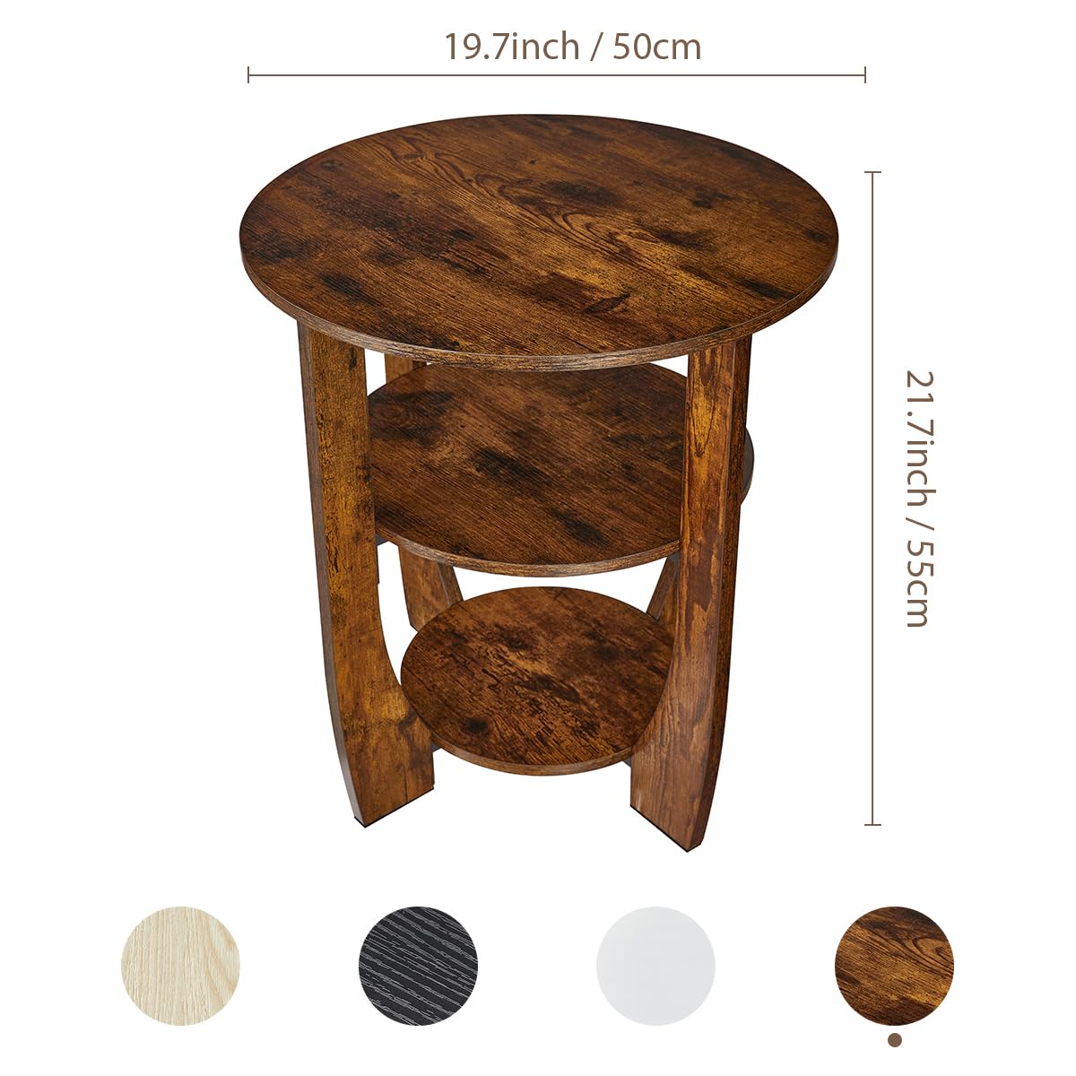 Rustic Brown 19.7 inch Round Side Table P798