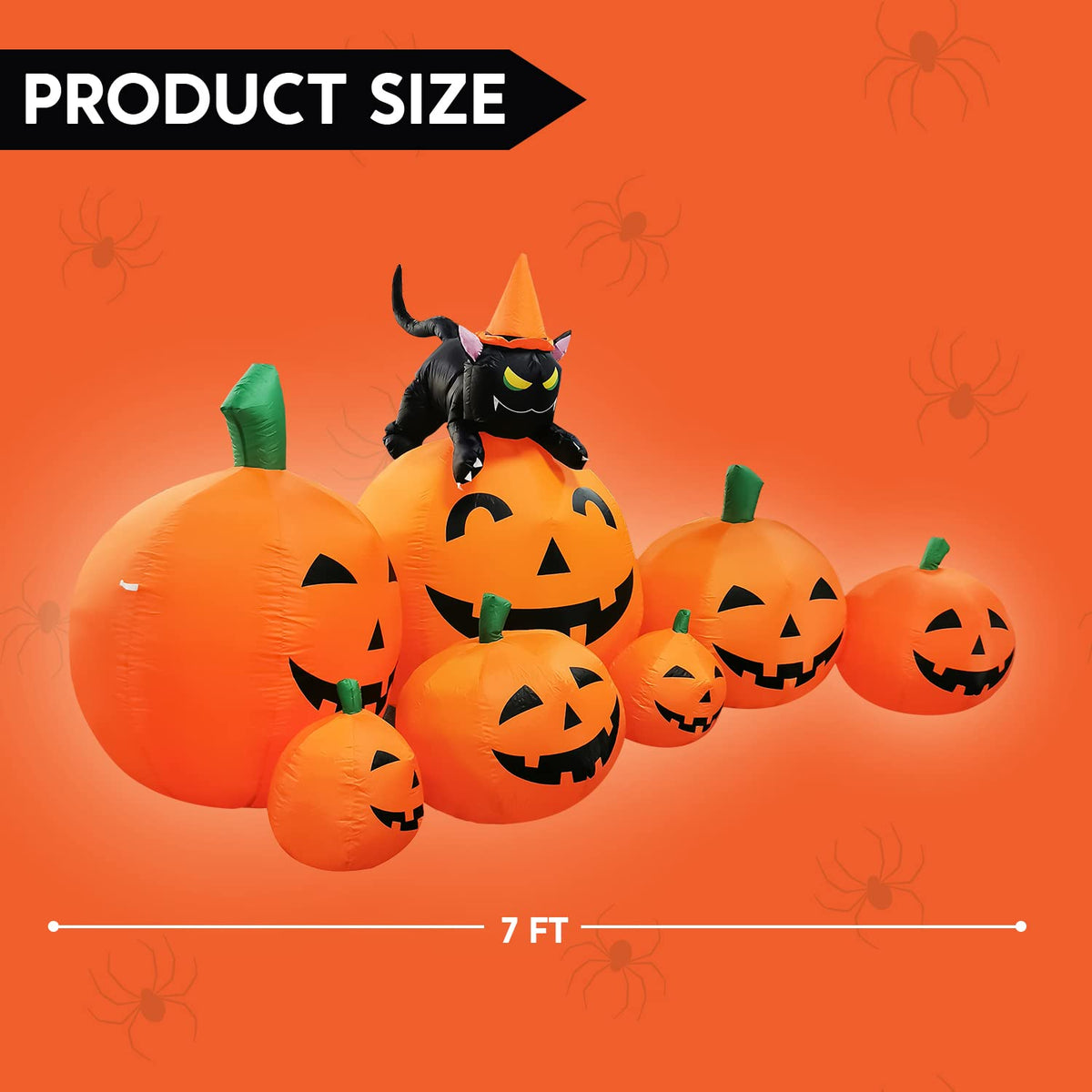 7 FT Long Halloween Inflatables Pumpkin Outdoor Decoration D149