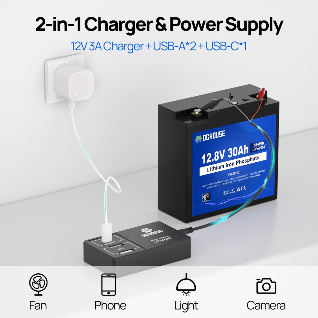 12V 30Ah Lithium Battery with USB Charger Y370627
