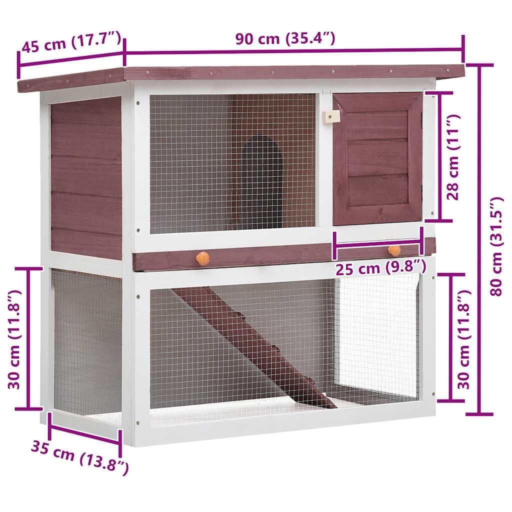 Outdoor Wooden 2-Tier Rabbit Hutch with Tray M43124