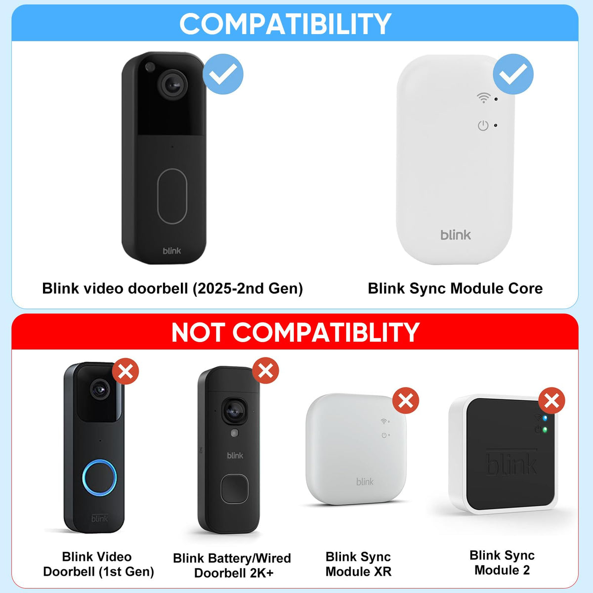 Door Mount for Blink Video Doorbell with Outlet Wall Mount K726