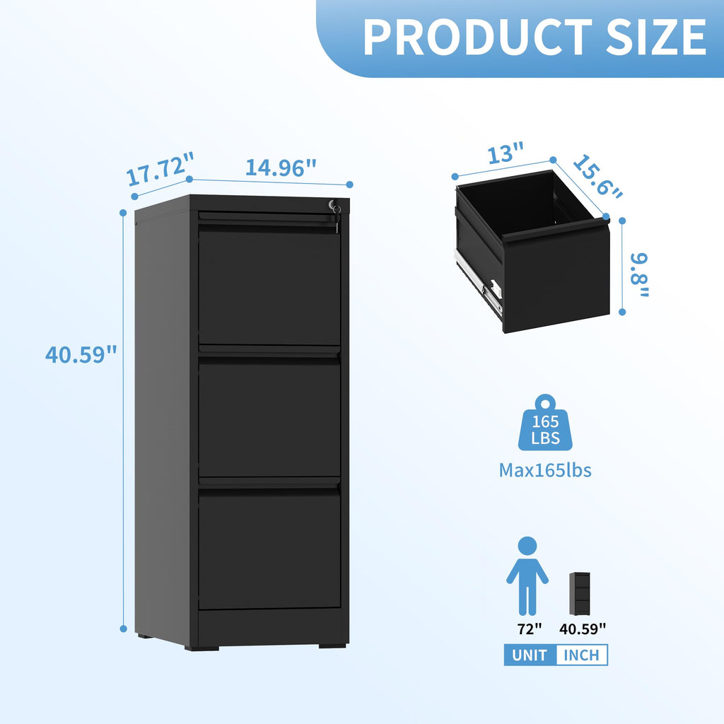 3 Drawer Metal File Cabinet with Lock J71488