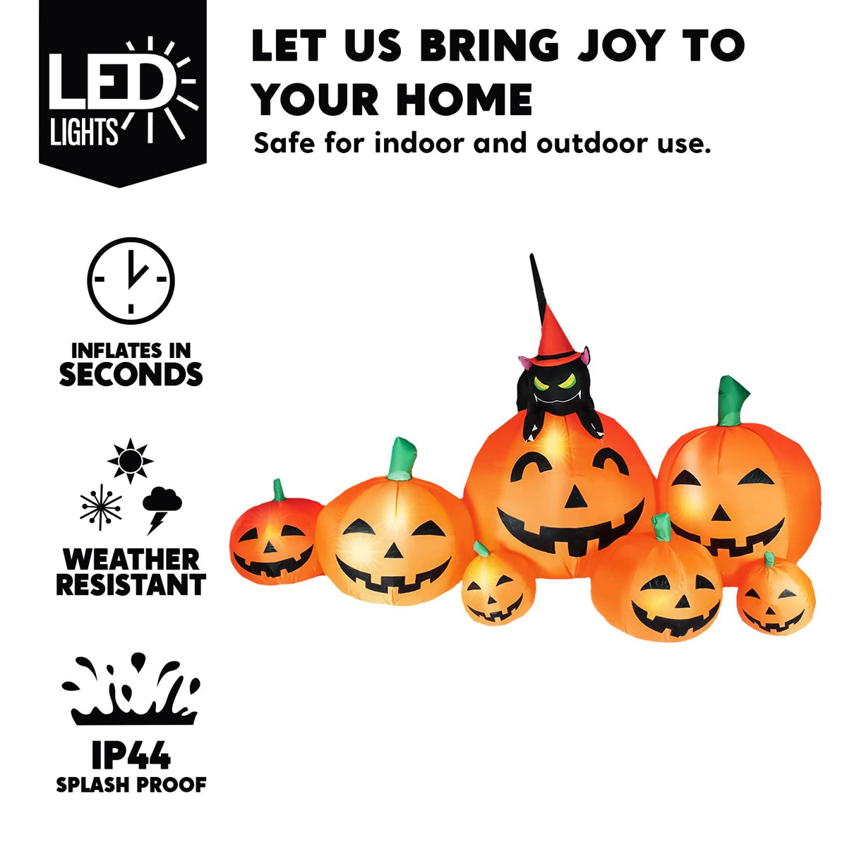 7 FT Long Halloween Inflatables Pumpkin Outdoor Decoration D149