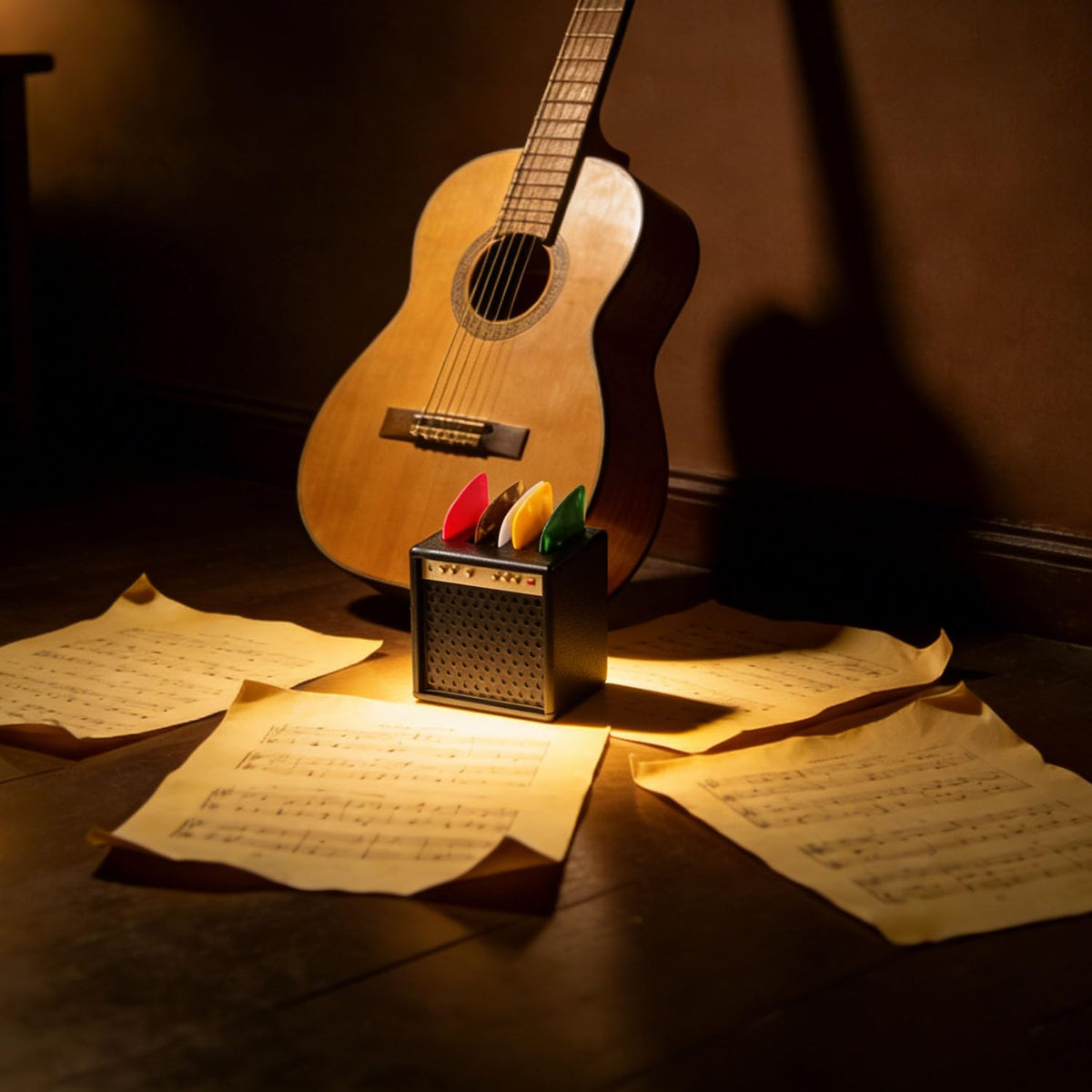 Guitar Picks Holder Box with 5 Guitar Picks F8467