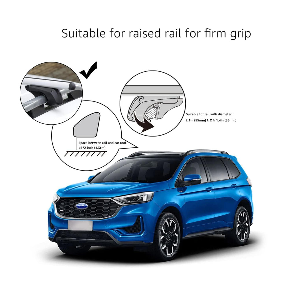 Black/Silver Cross Rail Roof Rack, 52 inches, Pack of 2 K775062