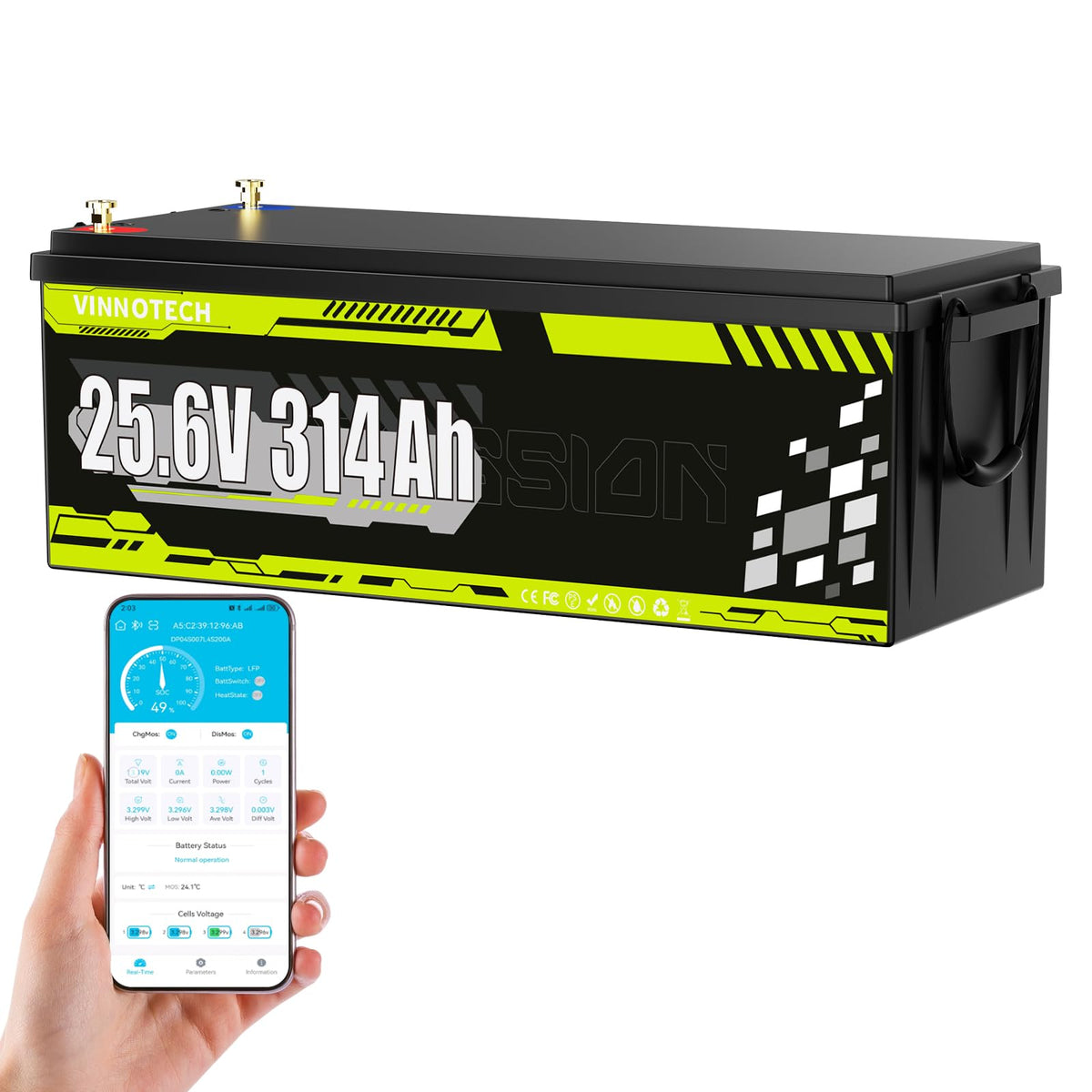 24V 300Ah LiFePO4 Lithium Battery with 200A Smart BMS I349222