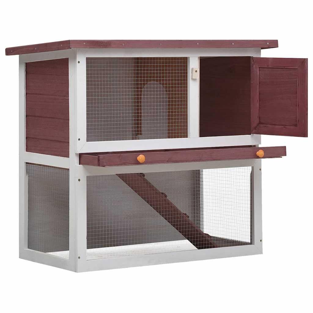 Outdoor Wooden 2-Tier Rabbit Hutch with Tray M43124