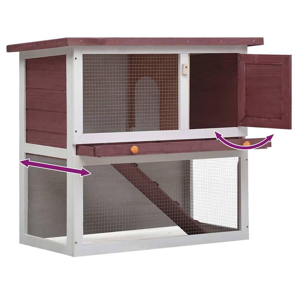Outdoor Wooden 2-Tier Rabbit Hutch with Tray M43124