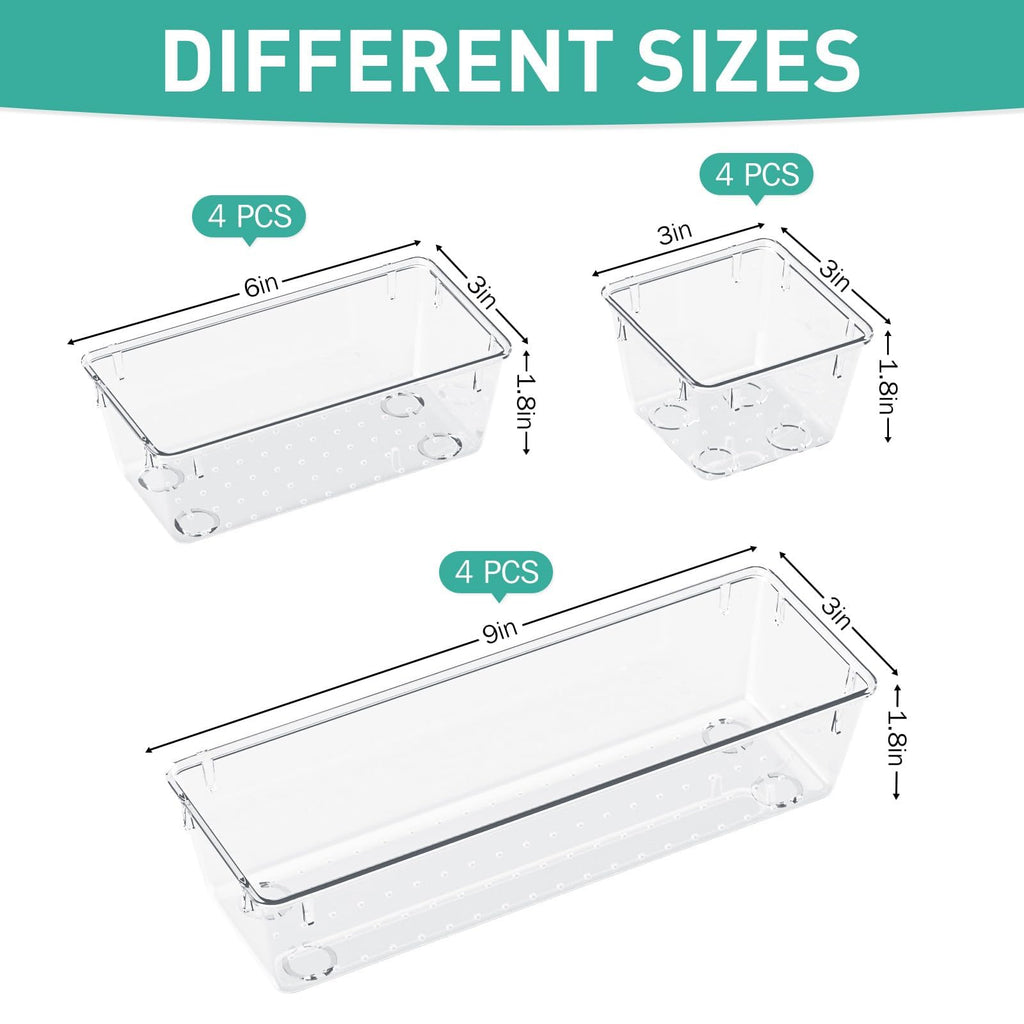 12 Pack Clear Drawer Organizer Set U549