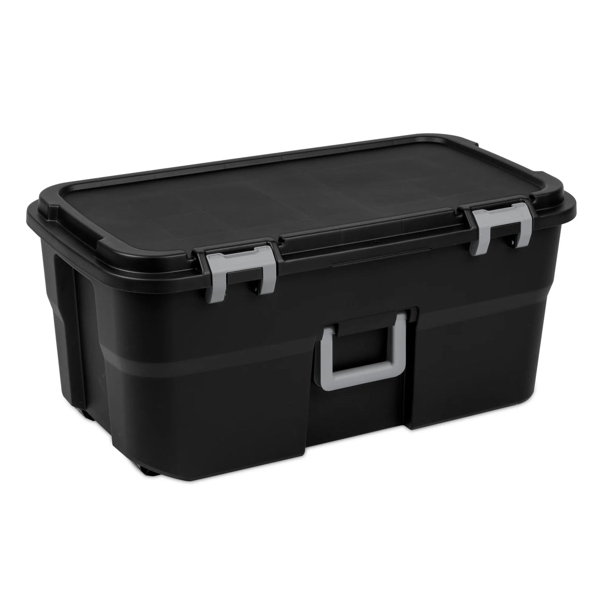 Black Plastic Storage Footlocker with Wheels K1346