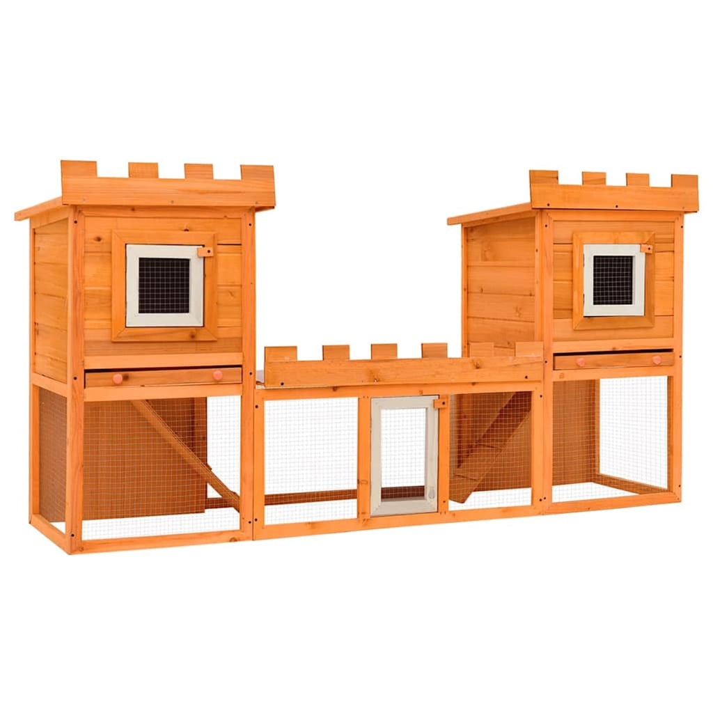 Large 2-Tier Wooden Rabbit Hutch with Weatherproof Roof R406486
