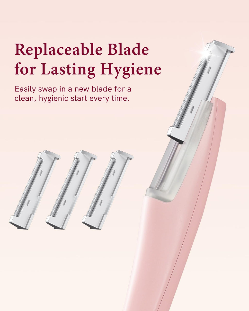 Electric Facial Razor with LED Light and 4 Replaceable Blades W259