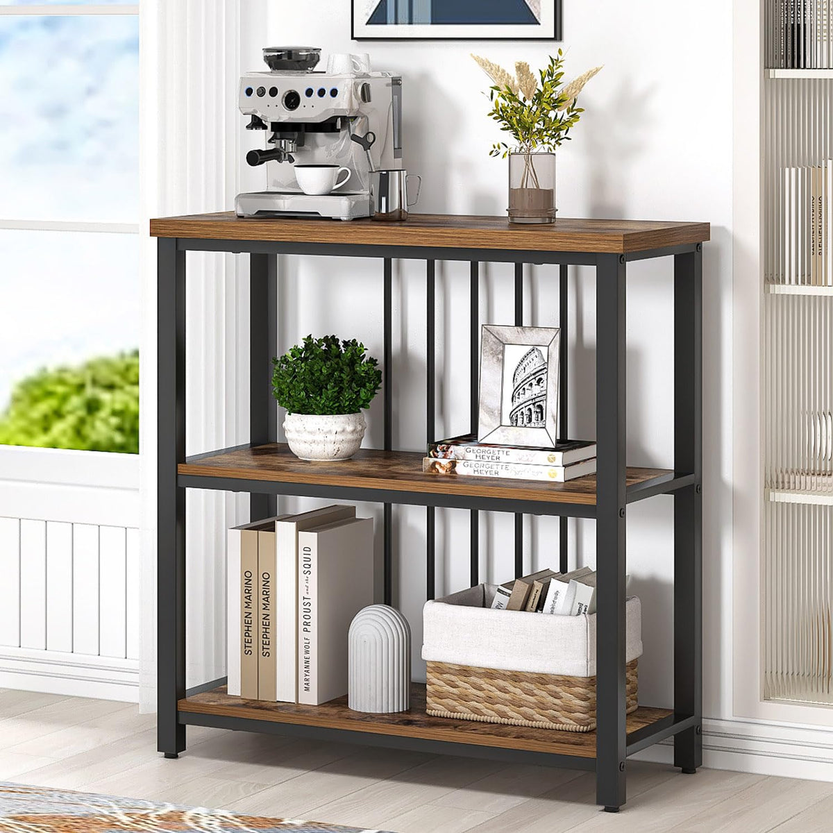 3 Tier Wood and Metal Bookshelf Z43223