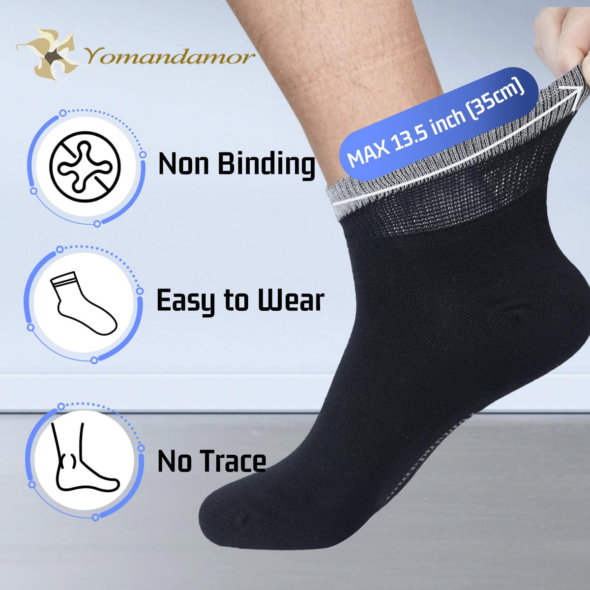Men's Diabetic Ankle Socks with Seamless Toe, 6 Pairs L Size N7885
