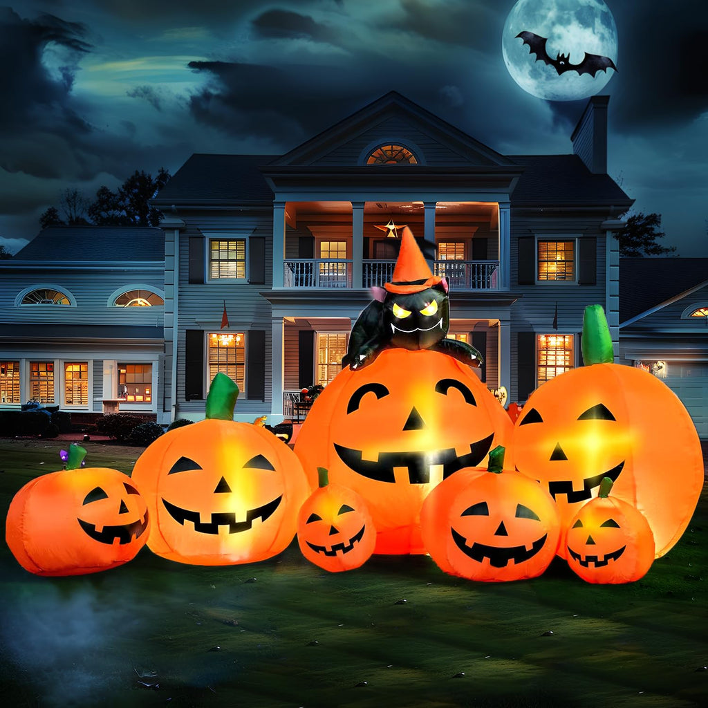7 FT Long Halloween Inflatables Pumpkin Outdoor Decoration D149