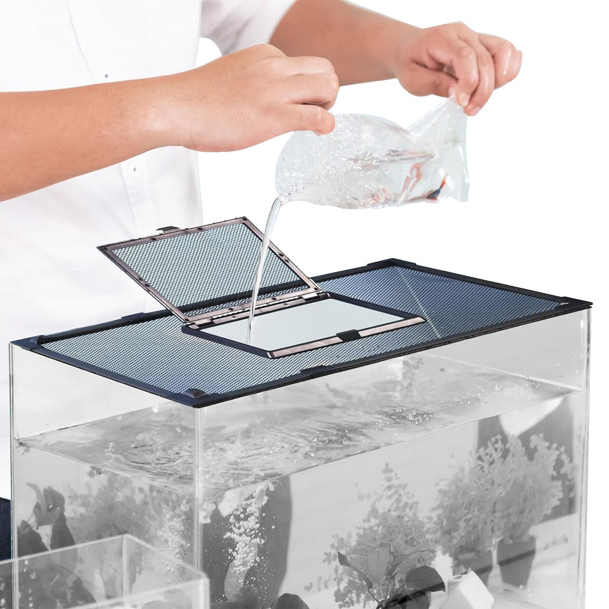Magnetic Aquarium Net Cover with Feeding Window G219