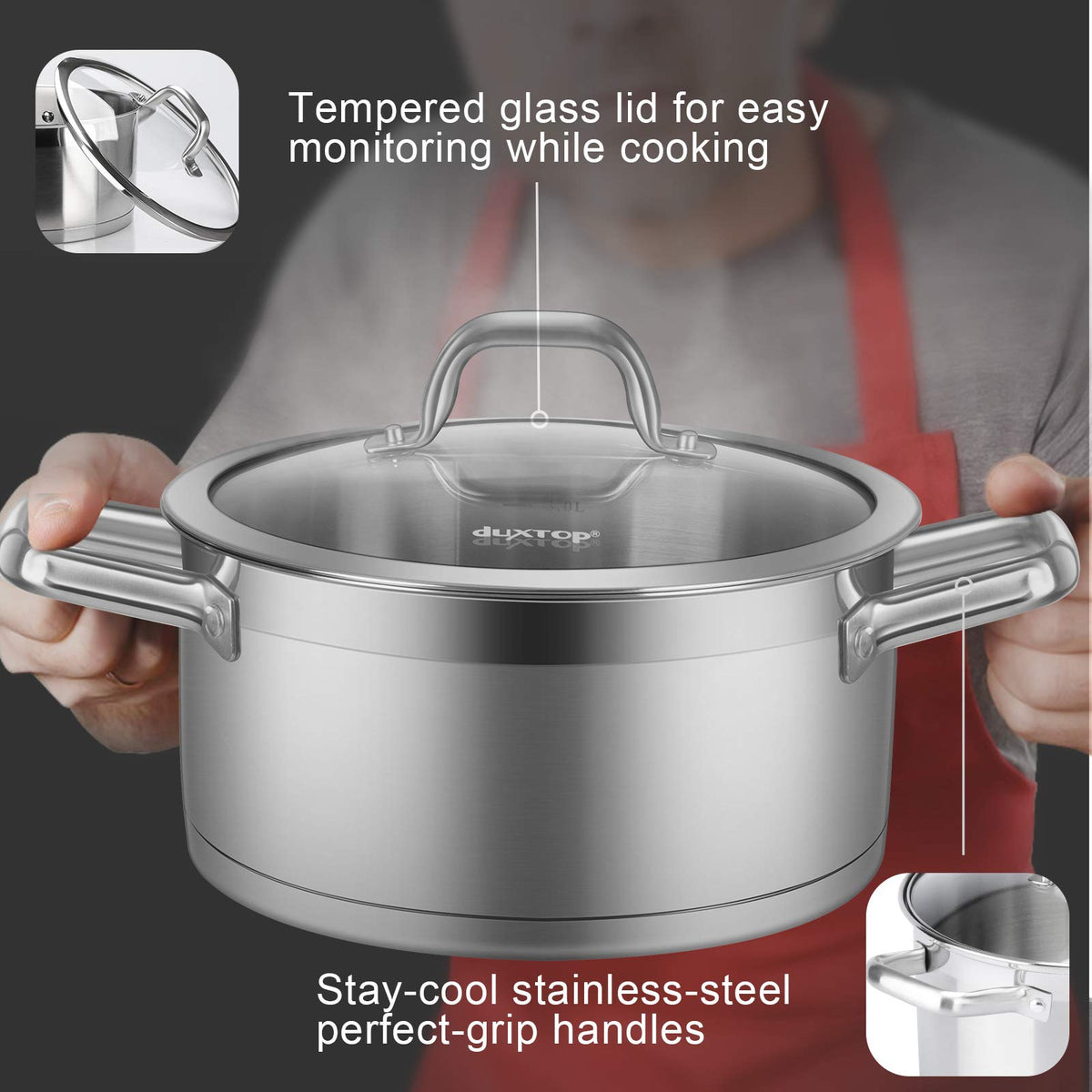 Stainless Steel 4.2 Qt Stock Pot with Lid H679