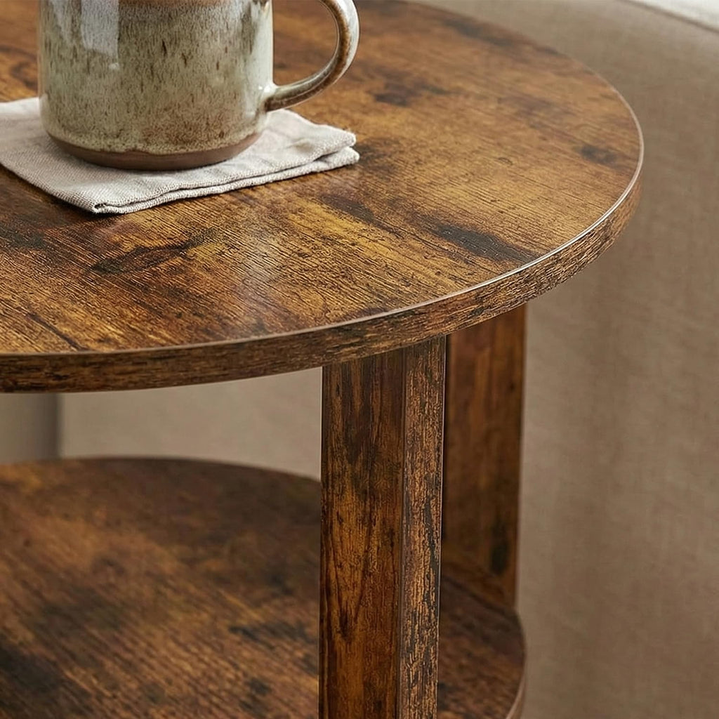 Rustic Brown 19.7 inch Round Side Table P798