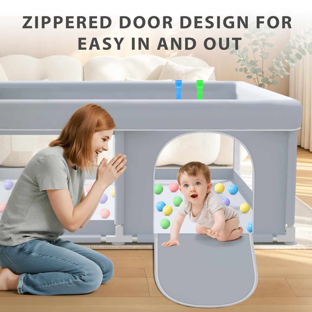 50 x 50 Inch Baby Playpen with Breathable Mesh U868648