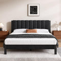 Twin Size Metal Platform Bed Frame with Velvet Headboard and Footboard W223588