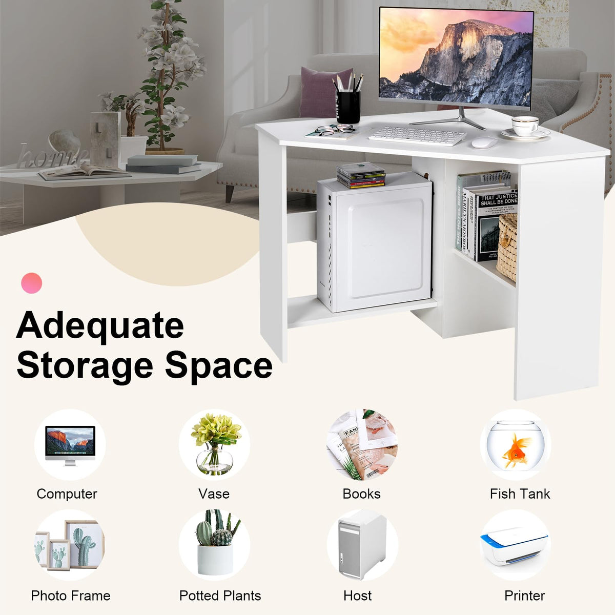 White Compact Corner Desk X3139