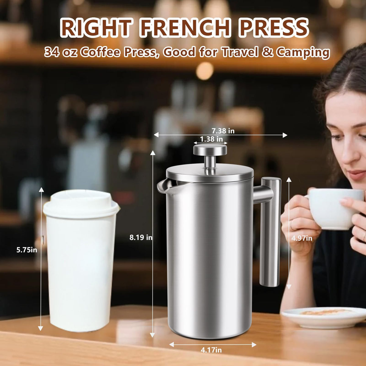 34 oz Stainless Steel French Press N330