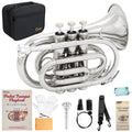Bb Portable Pocket Trumpet with Case, 7C Mouthpiece and Cleaning Kit D284